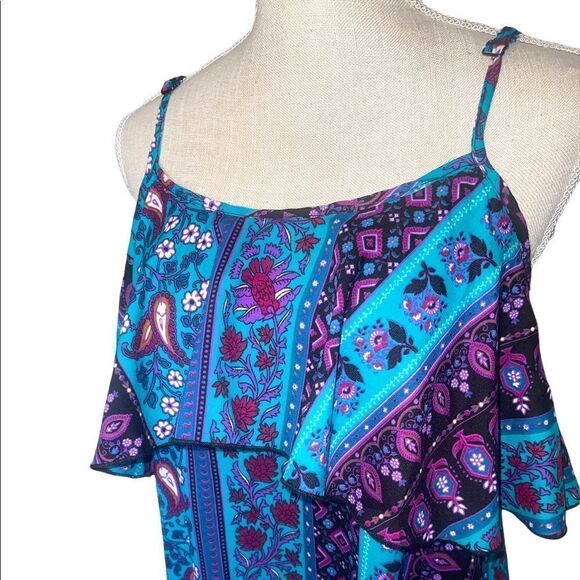 Earthbound Traders Silky Boho Open Back Beachy Maxi Dress Size Large - Picture 4 of 15